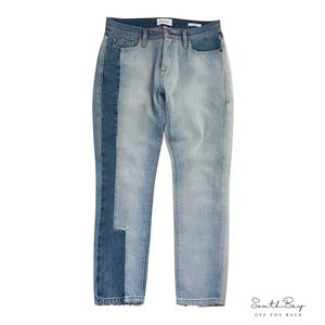 Frame Denim Women’s Le Garcon Dinsmore 25 Jeans Mid Rise Straight Fit Patchwork